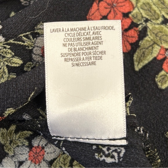 Leith Black Long Sleeve Floral Blouse Top Poetcore Red Green Women's Size Small - Picture 12 of 12